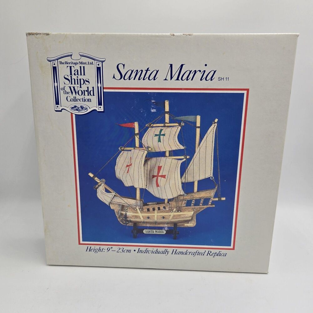 Vintage Heritage Mint Tall Ships Of The World Santa Maria Ship 9” 1996 NEW
